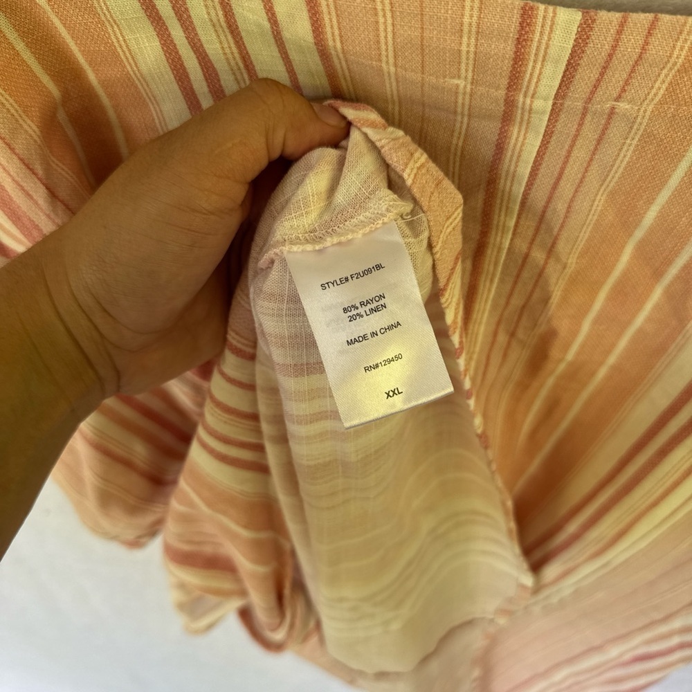 PLUS SIZE Como Vintage Pink and Cream Striped Blouse size XXL - Picture 7 of 9